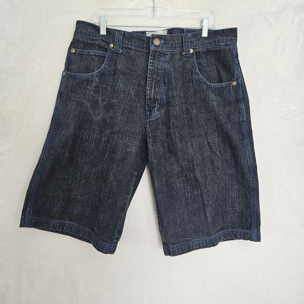 RK Authentic Mens Dark Wash Denim Shorts Blue Contrast Stitch Baggy Size 38